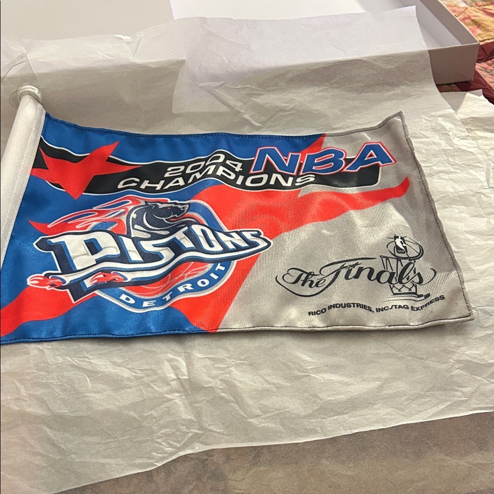 NBA Champions Detroit Pistons Flag - Red, Blue, Silver